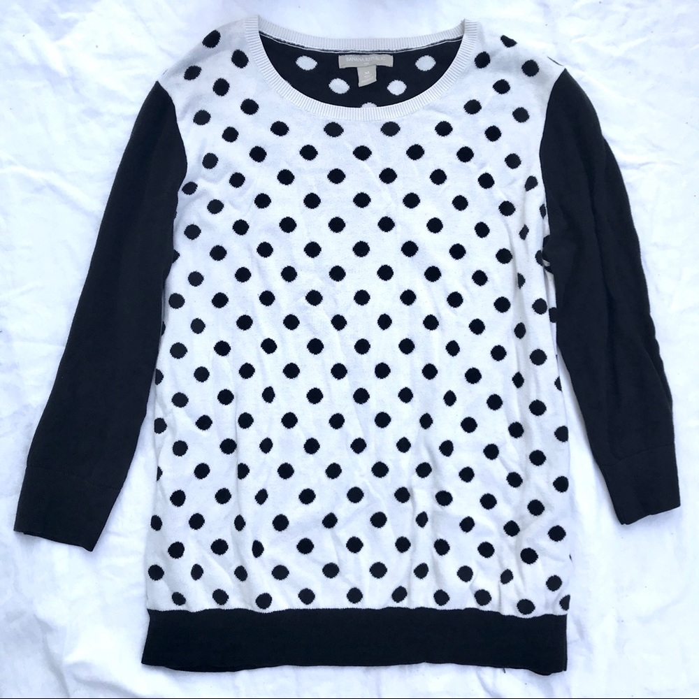 Banana Republic Polka Dot 3/4 Sleeve Sweater XL